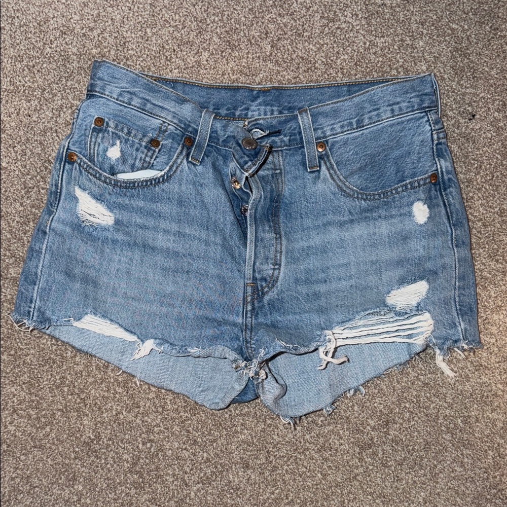 Levi's Blue Distressed Jean Shorts